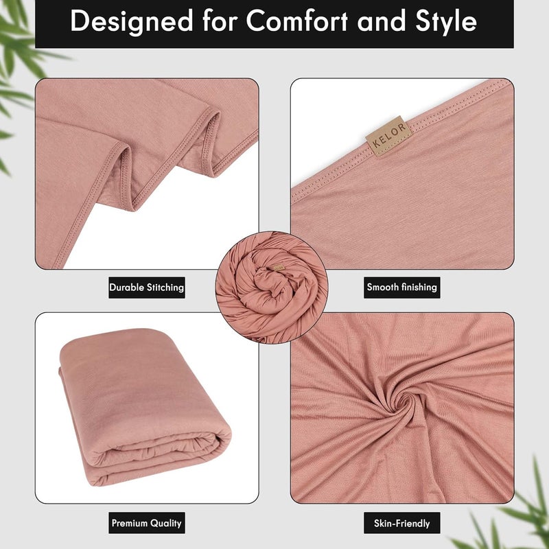 K E L O R Luxury Cooling Travel Blanket - Stretchy, Lightweight Soft & Breathable Shawl Wraps for Women | Easy-Care, Perfect for Travel, Airplane Blanket or Women Shawl(Blush Pink, Single-Sided) - Image 5